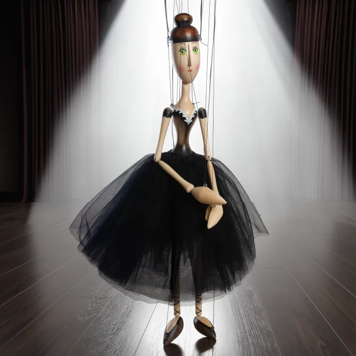 Marioneta Baletka - tmavá, 56 cm