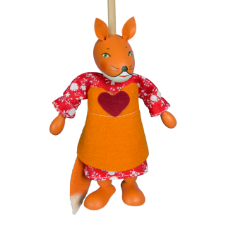 Puppet without threads - Fox burgundy heart
