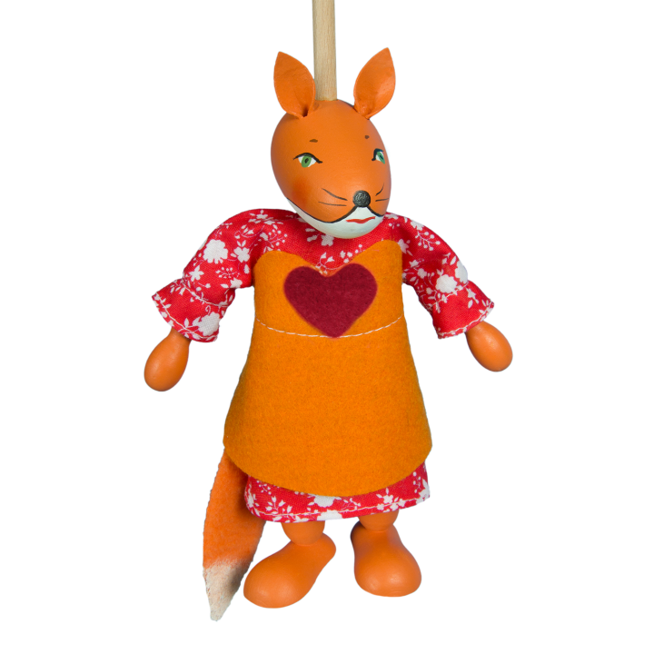 Puppet without threads - Fox burgundy heart
