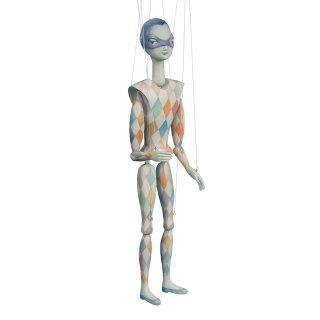 Marioneta Harlekýn - barevný