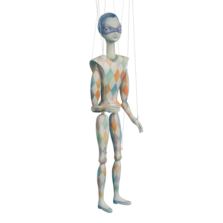 Marionette Harlekin - farbig