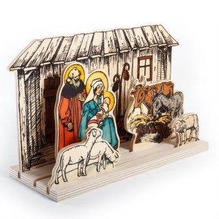 Wooden Nativity scene