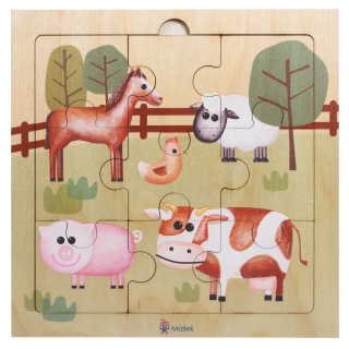Dřevěné puzzle - Zvířátka na farmě