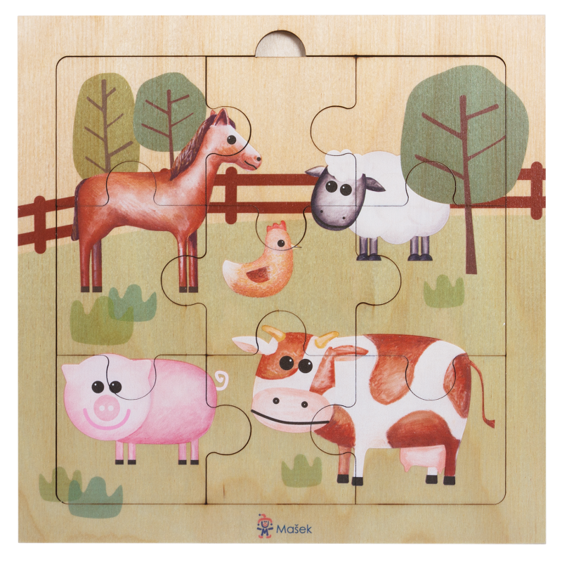 Holzpuzzle - Tiere auf dem Bauernhof