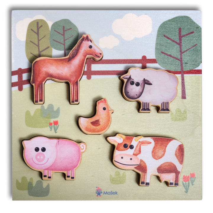Holzpuzzle - Tiere auf dem Bauernhof