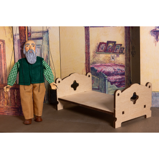 Rekvizita -  Selská postel pro 20 cm loutky