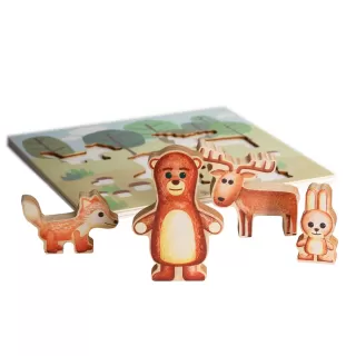 Vkládací dřevěné puzzle - Zvířátka v lese