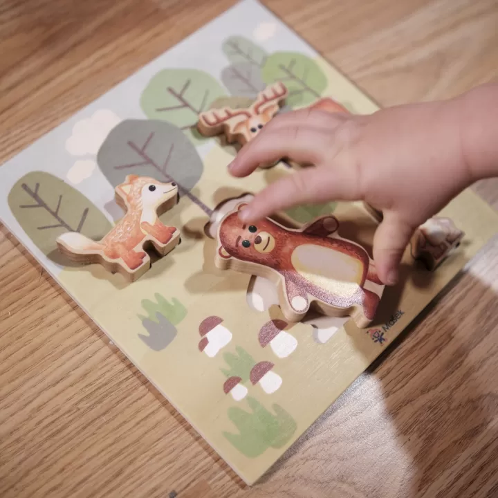 Vkládací dřevěné puzzle - Zvířátka v lese